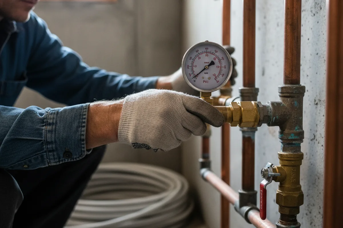 Pressure testing a repaired line during Water Line Repair in Pleasant Grove